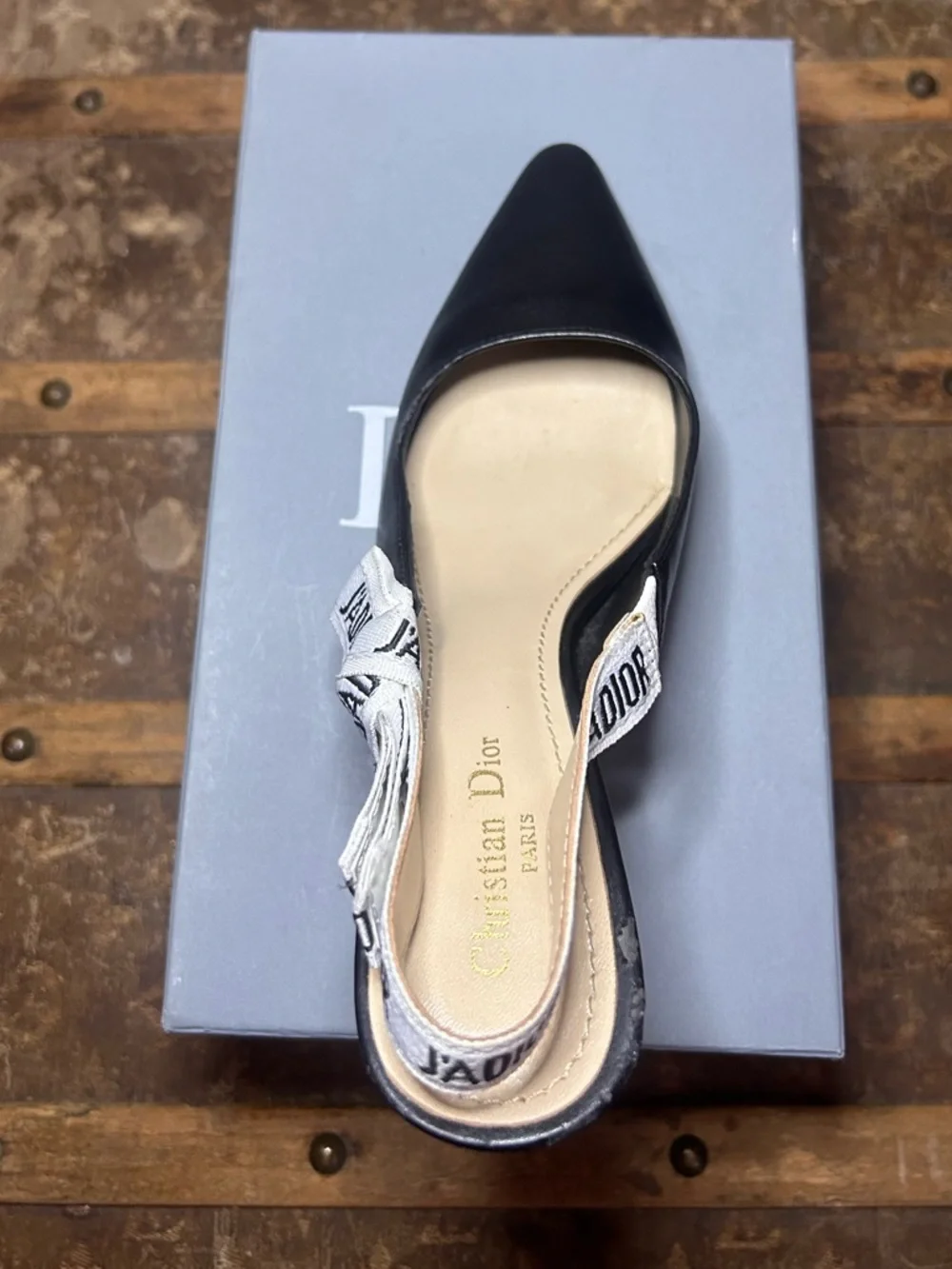 AUTHENTIC Christian Dior J’Adior Slingback Pump | EU 39D / US 8 | Black Leather - Picture 13 of 14